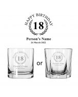 Personalised 18th birthday gift whiskey glasses