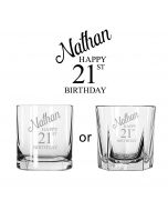 Personalised 21st birthday whiskey glasses