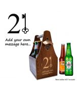 21st Birthday gift wood beer caddy personalised.