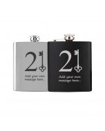 Personalised 21st birthday gift hip flask with key design