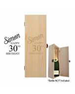 Birthday bottle gift boxes with personalised engrave wood finish.