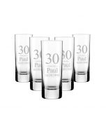 30th Birthday shot glasses with a personalised design