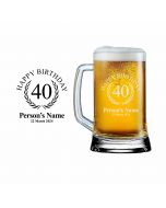 40th birthday gift beer glass with handle