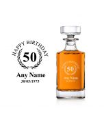 Personalised 50th birthday crystal whiskey decanters