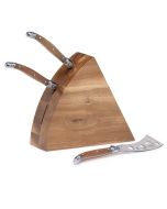 Acacia wood cheese knife gift sets with three stainless steel knives