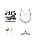 Personalised wine glasses with 21 and awesome design