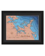 Bay of Islands Topographical maps wall hung in black from with laser cut and engraved wood layers