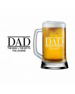 Beer glass with dad the man the myth the legend text