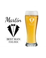 Personalised beer glasses for wedding party gifts