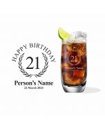 Personalised 21st birthday highball cocktail glasses