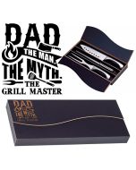 Stainless steel carving knife box set dad the man the myth the grill master design