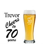 Cheers to 70 years personalised gift beer glass