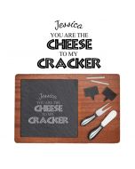 Fun design personalised cheese boards for partner.
