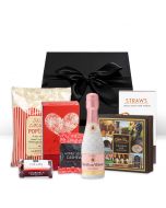 Rose bubbles and treats gourmet gift boxes.