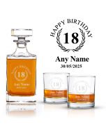 18th birthday decanter and glasses gift set.
