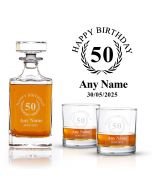50th birthday decanter and glasses gift set.