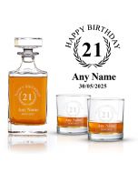 21st birthday decanter gift sets with personalised design