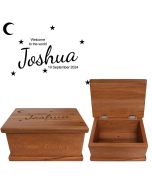 Personalised keepsake boxes for new babies engraved reclaimed Rimu wood from New Zealand