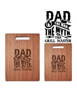 Engraved hardwood chopping board with fun design for dads in New Zealand.