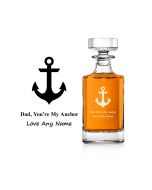 Personalised glass decanter with an anchor design