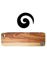 Long wood platter boards engraved New Zealand Paua shell koru