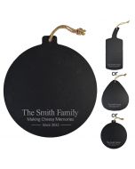 Hanging slate serving paddle with family cheesy memories design 