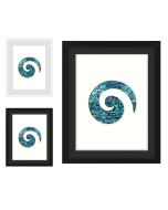 Framed wall art with genuine New Zealand Paua shell love heart and silver fern design