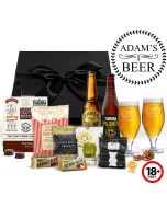 Craft beer gift boxes with personalised stemmed beer glasses.