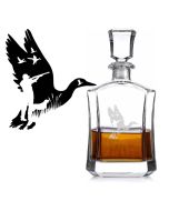 Crystal decanter with engraved duck hunter silhouette