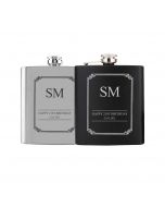 Happy birthday hip flask personalised with initials and date.
