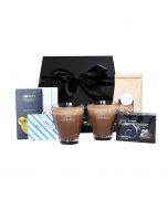 hot chocolate gift pack for couples or friends. comes with two personalised glass cups