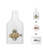 Glass chopping boards with fish designs