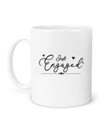 Coffee & tea mugs with just engaged love heart design.