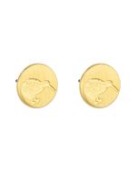 Round Kiwi Stud earrings in gold from Little Taonga