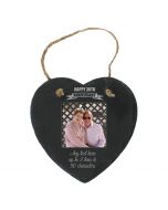 Heart shaped hanging slate photo frame for wedding anniversary gifts