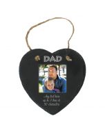 Heart shaped hanging slate photo frame for Dad