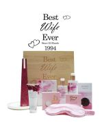 Personalised wedding anniversary luxury pamper hamper gift boxes for the best wife ever.