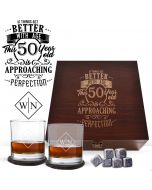 Personalised happy 21st birthday gift set with tumbler glasses and stones