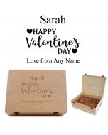 Natural pine wood gift box personalised for valentines gifts