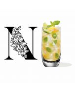 Crystal highball cocktail glass with engraved monogram