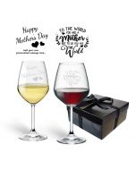Set of two personalised wine glasses for Mum