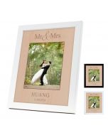 Custom wedding anniversary photo frames with Mr & Mrs engraved design.