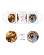Personalised mug with I Love You Mum design and photos