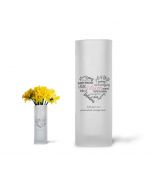 Personalised frosted glass vase with word cloud for Mum