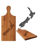 Rmu wood platter boards engraved with New Zealand islands design