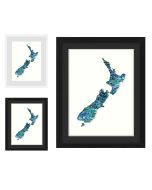 Framed wall art with New Zealands in Paua Shell