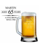 Engraved personalised beer glasses for people birthdays with a fine brew fun design.