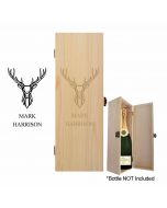 Stag design bottle boxes with name engraved.