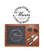 Wood and slate cheese board gift set for mum.