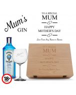 Personalised pine wood Gin set for Mother's Day.